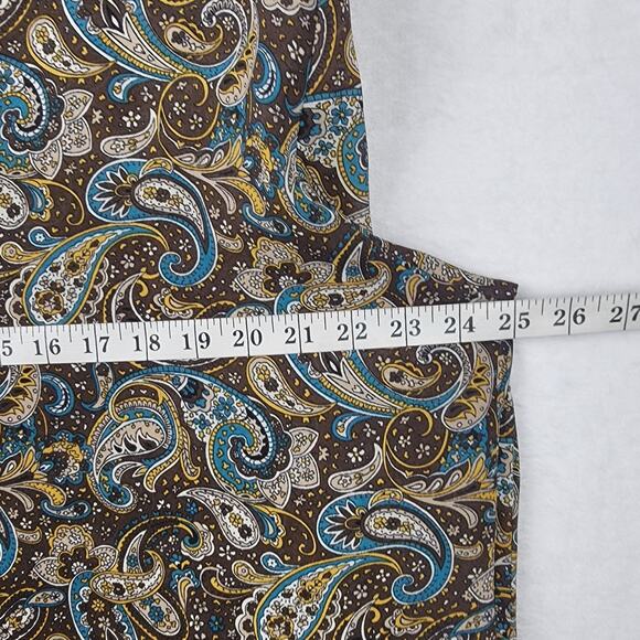 22W 24WBohemian Sequin V Neck Sheer Top Brown Paisley Print Flowy Long Sleeve - Picture 8 of 10